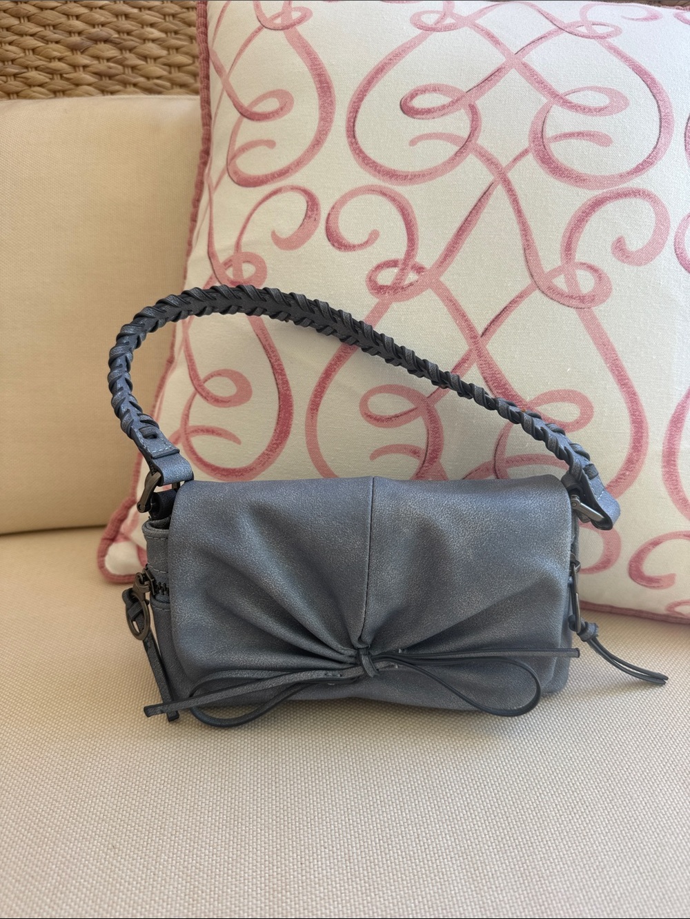 Women's Blue gray Braided-Handle Leather Shoulder Bag from ZARA
